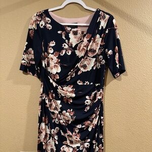 Navy and pink floral dress